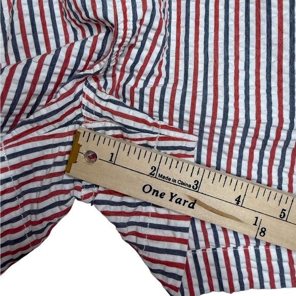 Brixton Red White Blue Pinstriped Seersucker Shortsleeved Zip Up Romper XS - Picture 6 of 8